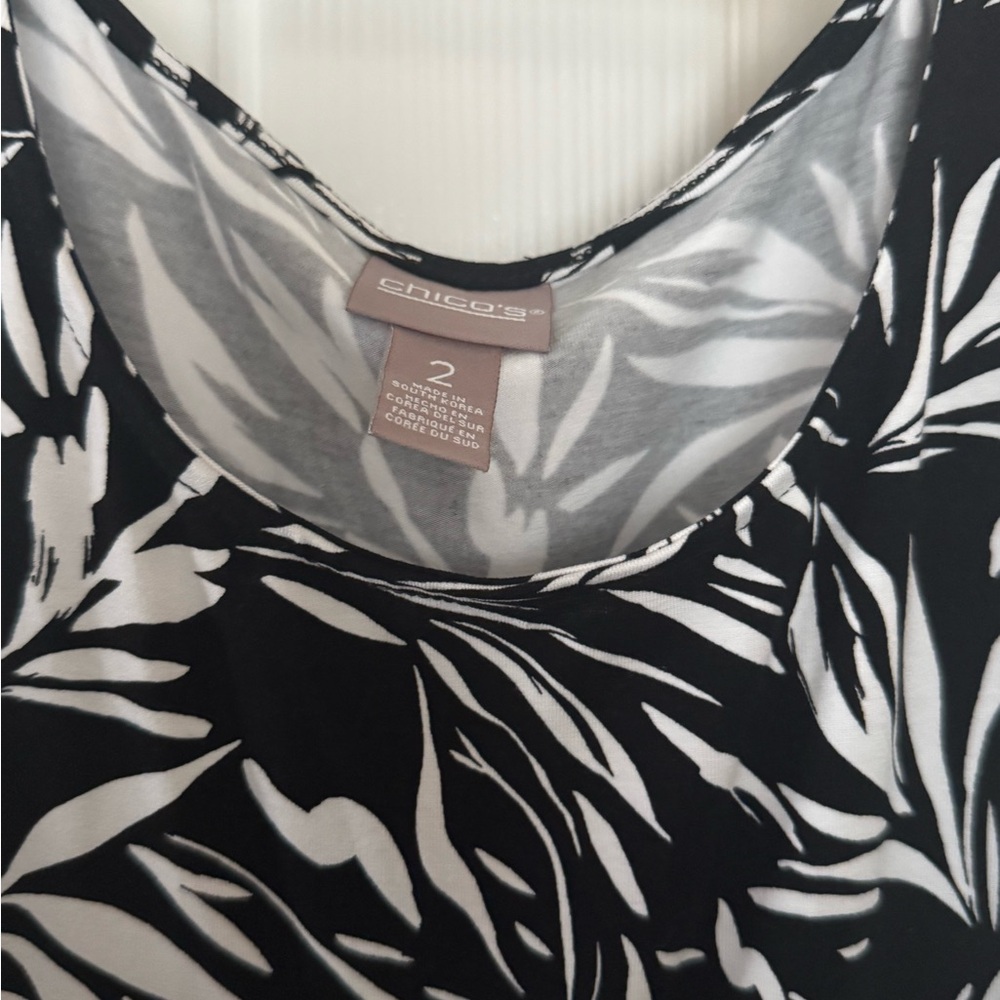 Chico's Black And White Leaf Pattern Maxi Skirt - image 6